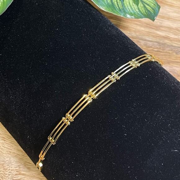 Vintage Deadstock 24KT Gold Filled Gate Link 7” Bracelet - Picture 2 of 6